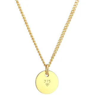 ELLI PREMIUM Kette mit Anhänger »Halskette Plättchen Coin Münze Basic 375 Gelbgold«, goldfarben