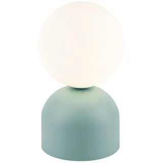 Tischleuchte Glas Metall h: 21 cm Ø 12 cm klein Mint Grün Weiß G9 Tischlampe