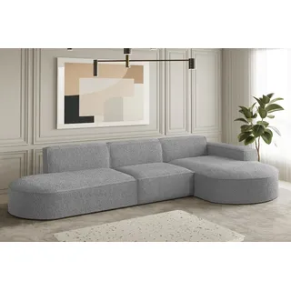 Fun Möbel Ecksofa Designersofa PALMA in Stoff Ascot Taupe Ottomane Rechts