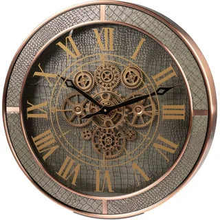 formano Wanduhr Vintage 58 x 58 cm Uhr mit goldenen Zahnrädern römischen Ziffern - Bunt