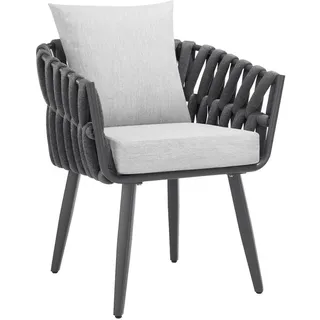 tectake Stuhl Lugano im Rope-Design,Aluminium anthrazit,61 x 60 x 73 cm , Anthrazit , Kunststoff , 62.5x75x65.5 cm , Gartenmöbel, Gartensessel, Gartenstühle