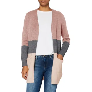 ONLY Damen Onlqueen L/S Long Cardigan KNT Noos Strickjacke, Misty Rose/Stripes:w. MGM/Cloud Pink Melange,XS