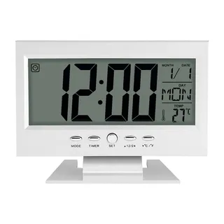 digitale standuhr mit datum,funkwecker digital mit Batterie,Uhr, Elektrische Westclox, Uhr, Digitaluhr, Digitaluhr, Digitaluhr Temperatur USB-Ladegerät LCD Digital Sound Sensor Tisch Wecker mit Kalend