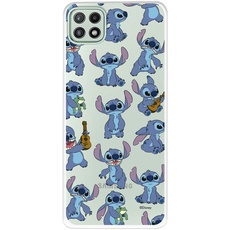 Schutzhülle für Samsung Galaxy A22 5G, offizielles Lilo & Stitch Stitch Muster, transparent, zum Schutz Ihres Handys, flexibles Silikon, offizielles Disney-Lizenzprodukt