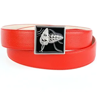 Anthoni Crown Ledergürtel mit handgefertigter Glasur-Schließe, rot