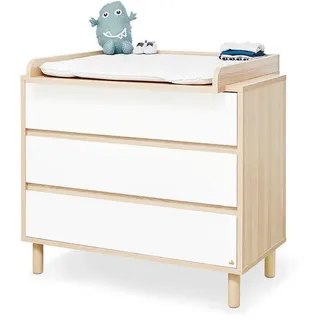Pinolino Wickelkommode , Weiß, Eschefarben , Holzwerkstoff , 3 Schublade(n) Schubladen , 105x98x77 cm , Babymöbel & Kindermöbel, Babyzimmer, Wickelkommoden & Zubehör, Wickelkommoden