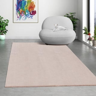 Mia's Teppiche Comfort Moderner Flauschiger Kurzflor Teppich, Anti-Rutsch Unterseite, Waschbar bis 30 Grad, Super Soft, Felloptik, Blush, 120 x 160 cm