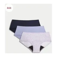 Womens M&S Collection 3pk Heavy Absorbency First Period Low Rise Shorts - Lilac Mix, Lilac Mix - 8