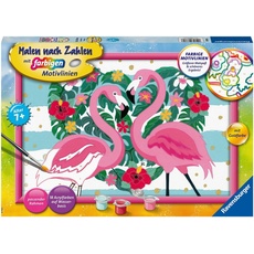 Bild Malen nach Zahlen Liebenswerte Flamingos