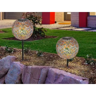 Schöne LED Solarleuchten Erdspießlampen, Metall Solarkugeln für den Garten Ø18cm