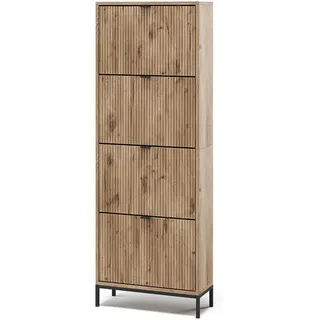Vicco Schuhkipper Eliza Viking Oak 60 x 168 cm mit 4 Klappschubladen , Eichefarben , Holzwerkstoff , Rechteckig , 60x168x24 cm , Garderobe, Schuhaufbewahrung, Schuhkipper
