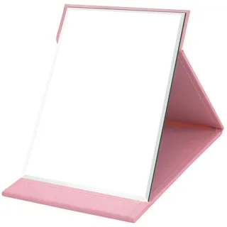 WISYOK Reisespiegel Klappbar, Tischspiegel mit Mehrfach-Standwinkel, Klappspiegel mit Rosa PU-Leder, Super HD Schminkspiegel, Handspiegel, Kompaktspiegel, Kosmetikspiegel, Spiegel Klein - 21x15cm