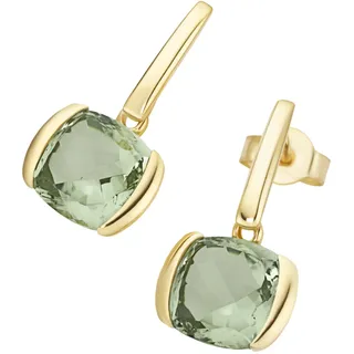 Luigi Merano Paar Ohrstecker mit quadrat. / abgerundeten Edelstein Behang, Gold 375«, grün