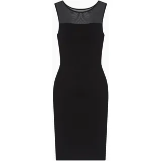 Armani Exchange Damen Icon Project, Netz-Details, kleines Logo-Stickerei-Kleid, Schwarz, S
