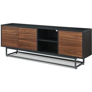 [en.casa] Boxholm Lowboard 160 x 56,5 x 30 cm Schwarz/Walnuss Holzwerkstoff/Metall