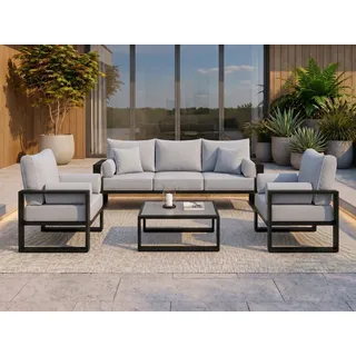 beautysofa VERDINO Garten-Lounge-Set 3-Sitzer Sofa + Sessel + Sessel beige/grau