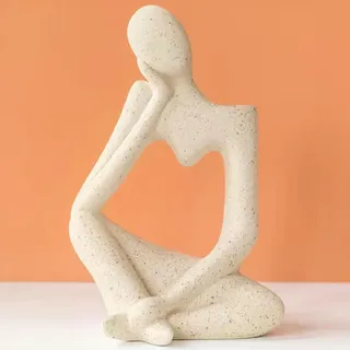 Arawat Vase Deko für Wohnzimmer Modern Keramik Weiß Skulptur Vasen für Pampasgras Vasen Ästhetischer Denker Blumenvase Körper Tulpenvase Buch Skandinavische Hochzeit Geschenk 19cm