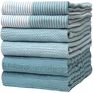 Bumble Towels Bumble Küchenhandtücher - Geschirrhandtücher Handtücher Baumwolle – 6er Pack – XL Größe 50 x 70 cm – Edle, Weiche und Robuste Ringspinnbaumwolle in 3 Verschiedenen Texturen (Aqua)