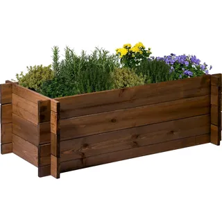 Dobar Hochbeet Massivholz Stecksystem Gr. L 117 x 58,5 x 38,5 cm Dunkelbraun