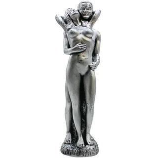 Dekohelden24 Hochwertige Kerze als Liebespaar in Silber, Größe L/B/H: ca. 6 x 6 x 29 cm