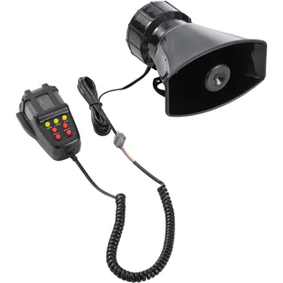 KATSU Auto Sirene 7 Ton 12V 100W Hupen Signalhörner mit Mikrofon, Autosirene Fahrzeughupe Motorrad Verkehrsalarm Feuerwehr Krankenwagen Lautsprecher Notfall Sound Verstärker