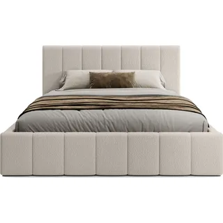 FEDVE Polsterbett Doppelbett Handorf Schlafzimmer Bett Bettkasten 200x200 cm Creme (Anthology 01) - Creme