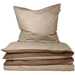 SCHIESSER Doubleface Unifarben Baumwolle Sand 135 x 200 cm + 80 x 80 cm