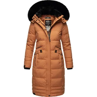 Navahoo Damen Winterjacke Langer Parka Warm Stepp Mantel Kapuze Fahmiyaa Rusty Cinnamon Gr. 34 - XS - Orange