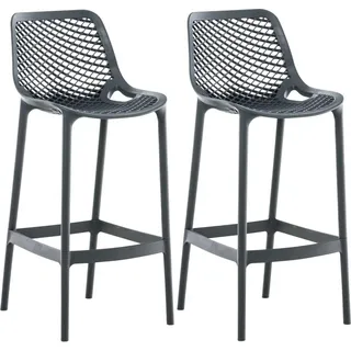 CLP 2er Set Barhocker Air Kunststoff mit Lehne wetterfest UV-beständig bis 160 kg,schwarz - Schwarz