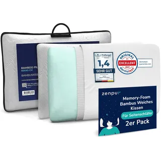 ZenPur Nackenstützkissen Soft 2er-Set 40x60-13cm Memory Foam Kopfkissen Weich - Ergonomisches Schlafkissen für sanfte Unterstützung, Oeko-TEX Zertifiziert