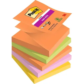 Post-it Super Sticky Z-Notes, Boost Haftnotizen Extra-stark farbsortiert, 5 Blöcke