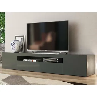 Dmora Jesse TV-Lowboard 200 x 40 x 37 cm Glänzendes Anthrazit