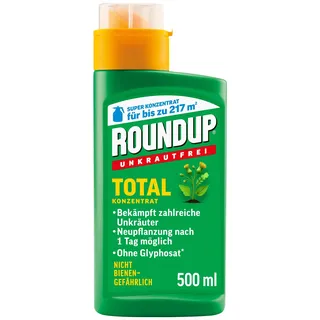 Roundup Unkrautfrei TOTAL Konzentrat, 500 ml - Unkrautvernichter, zur Bekämpfung von Unkräutern, Gräsern und Moos