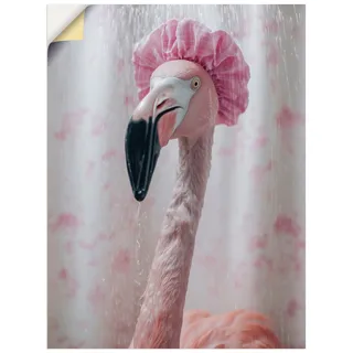 Artland "Flamingo unter der Dusche" 1 Stk. tlg. als Alubild, Leinwandbild, Poster, Wandaufkleber in verschied. Größen, farbe bild(er): pink
