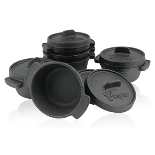 BBQ-Toro Serviertöpfe Set (6-er Pack) Ø 11 cm Gusseisen Mini Gusstopf - Schwarz
