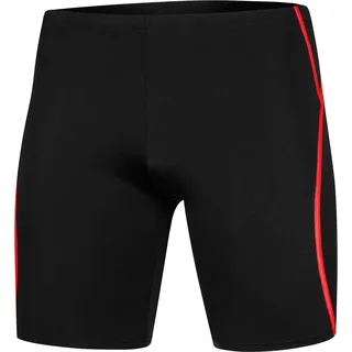 Aqua Speed knielange UV Badehose Herren + gratis eBook | Mens Swim Jammers | Schwimmhose Männer | Mens Swimwear Sport | Blake, Gr. L, Schwarz-Rot