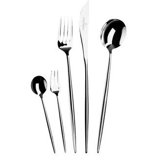Besteck-Set "Lotus, im Geschenkkarton, wahlweise als 24- oder 30-teiliges Set", silberfarben, 30 tlg., Chromnickelstahl 18/10, PICARD & WIELPÜTZ SOLINGEN, Essbesteck-Sets, Besteck-Set, modernes und außergewöhnliches Design