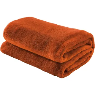 Erwin Müller Teddy-Fleece-Wohndecke Salerno, Fleece-Decke, Kuscheldecke Kupfer Größe 150x200 cm - flauschig weich, pflegeleicht