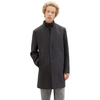 TOM TAILOR Denim Herren 1038861 3-Knopf Wollmantel mit Stehkragen, 10617-Black Grey Melange, XXL
