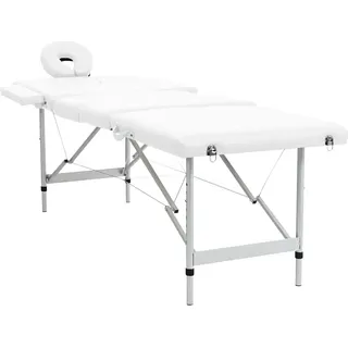 vidaXL Massagetisch mit Aluminiumrahmen, faltbar 4 Zonen Creme-Weiß - Weiß