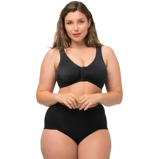 Ulla Popken Damen große Größen Übergrößen Plus Size T-Shirt, V-Ausschnitt, Relaxed, Halbarm schwarz 58+ 515283100-58+