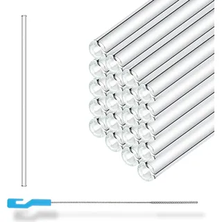 HALM Glasstrohhalm 50x15cm inklusive Profi Reinigungsbürste 50 Stück