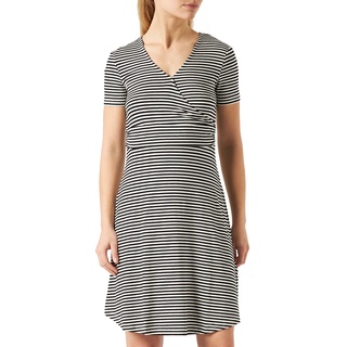 TOM TAILOR Damen Kleid in Wickeloptik 1032059, 29272 - Black Horizontal Stripe, 44