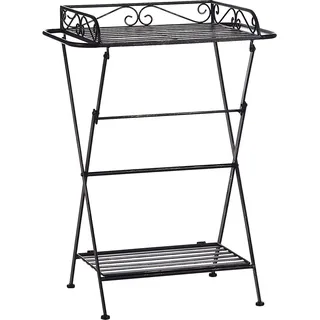 BELIANI Beistelltisch Schwarz Metall mit 2 Böden Rechteckig Antik Optik Vintage Retro Badezimmer Wohnzimmer Schlafzimmer Baddekoration - Schwarz