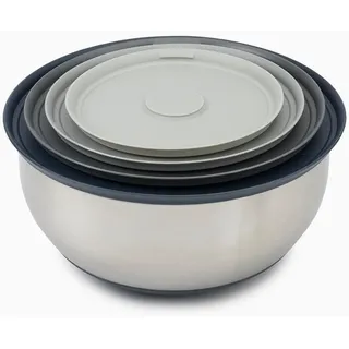 Joseph Joseph 4-teiliges Edelstahlschüsseln-Set mit Deckeln - Edelstahl, Silber