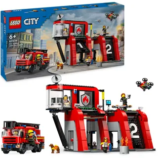 LEGO City Feuerwehrstation mit Drehleiterfahrzeug 60414
