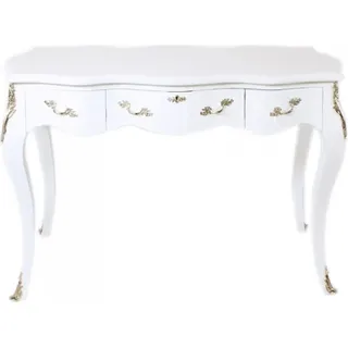 Casa Padrino Barock Schreibtisch Sekretär / Konsole Weiß / Silber 120 x 60 x H80 cm - Luxus Möbel - Weiß, Silber