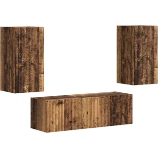 TV-Wandregal-Set Wandmontiert 4 pcs Altholz Holzwerkstoff - Braun