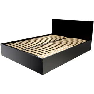 Bettkasten 2 Sitzer aus Holz mit Kopfteil - 160x200 - Schwarz