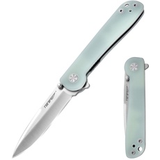 TONIFE Risingstar Klappmesser Outdoor Messer mit Taschenclip, 8Cr14MoV Klinge und G10 Griff für Kleine Messer Camping Messer (Transparent Cyan + Satin)